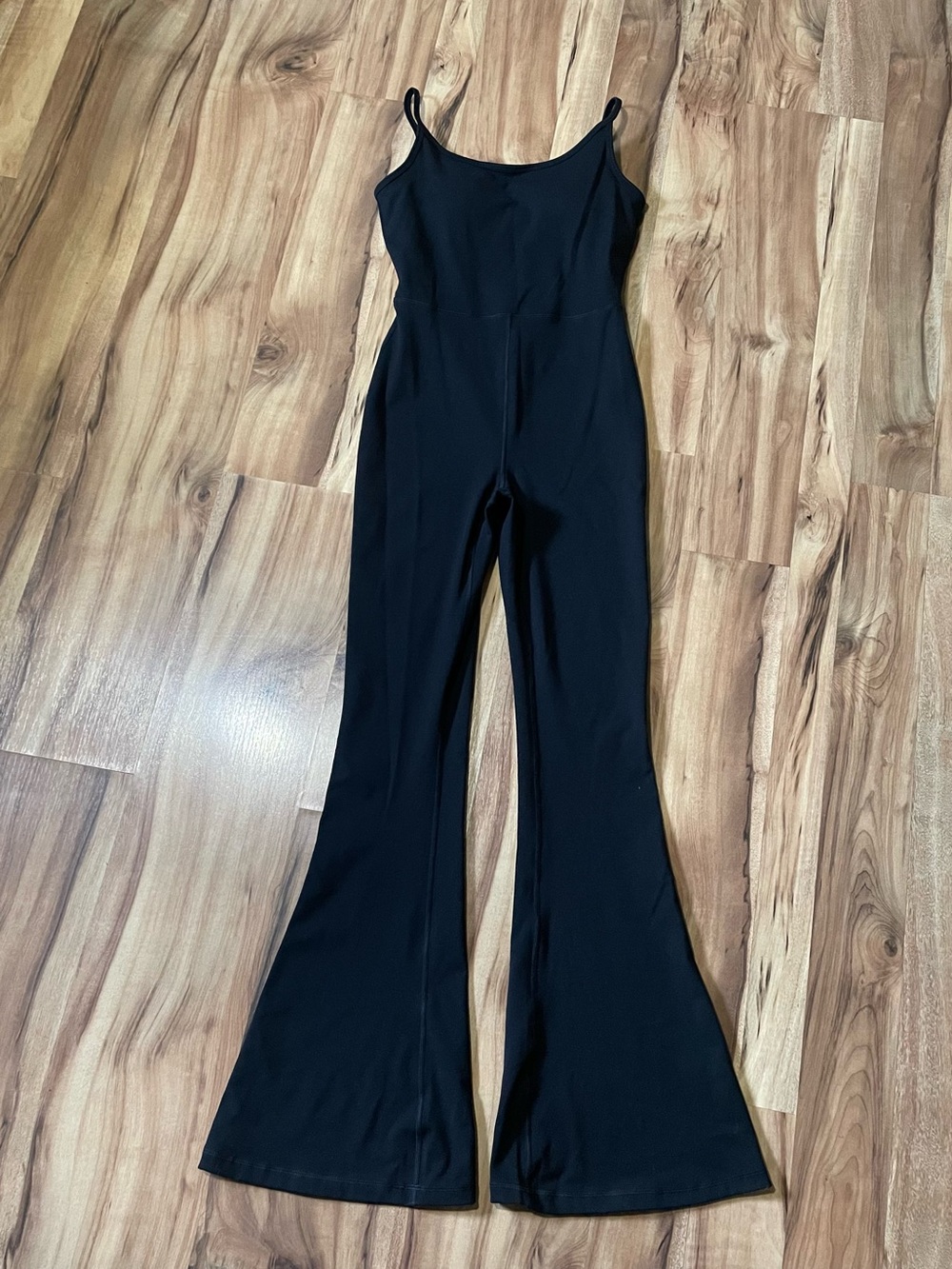 Yogalicious Lux Scarlett Flare Jumpsuit Black Athletic Catsuit Built In Bra M